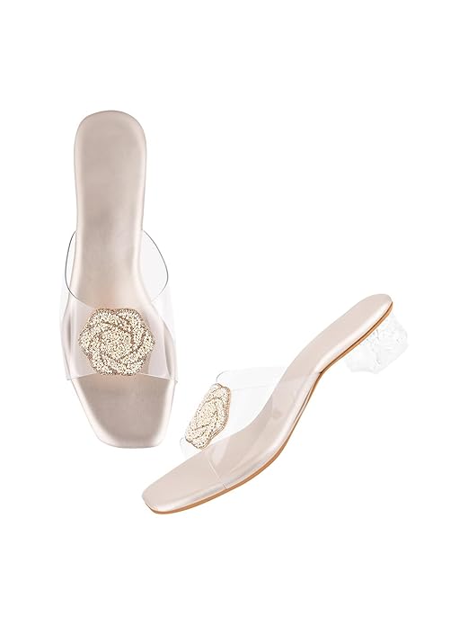 Women's Breezy Cove Heeled Block Heel | Emboidery with Stone Design Perfect for Casual (4UK)